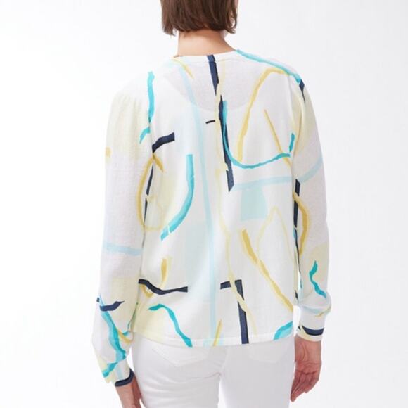 Chicos Summer Romantic Abstract Cardigan Sweater LIghtweight Open Front XL NWT - Picture 2 of 13